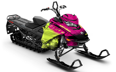 Coldsmoke Pink Yellow Ski-Doo REV Gen4 Summit Premium Coverage Sled Wrap