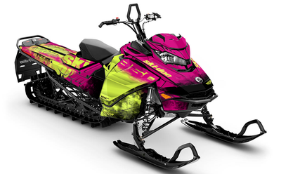 Coldsmoke Pink Yellow Ski-Doo REV Gen4 Summit Partial Coverage Sled Wrap