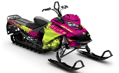 Coldsmoke Pink Yellow Ski-Doo REV Gen4 Summit Less Coverage Sled Wrap