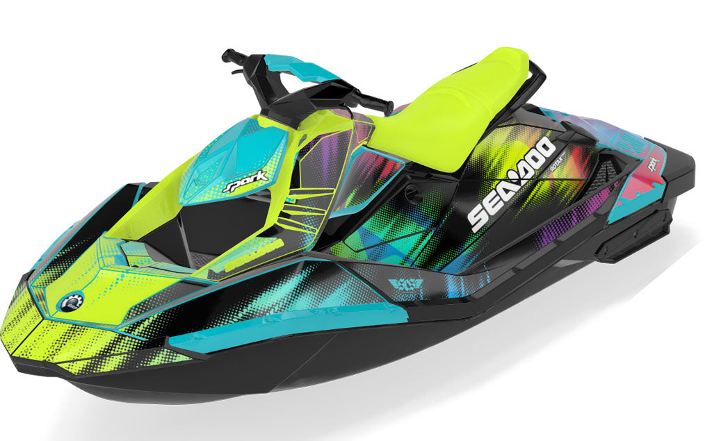 Coral Sea-Doo Spark Graphics Orange Blue Full Coverage
