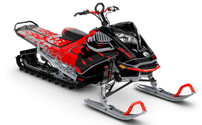 CrossUp Black Red Ski-Doo REV Gen4 LWH - Freeride Premium Coverage Sled Wrap