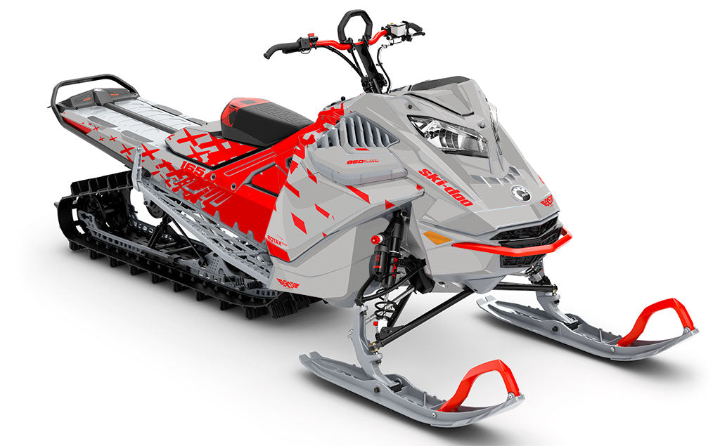 CrossUp Red Grey Ski-Doo REV Gen4 LWH - Freeride Full Coverage Sled Wrap