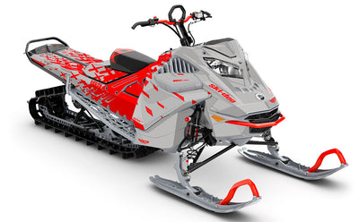 CrossUp Red Grey Ski-Doo REV Gen4 LWH - Freeride Premium Coverage Sled Wrap