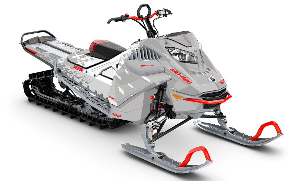 CrossUp White Grey Ski-Doo REV Gen4 LWH - Freeride Full Coverage Sled Wrap