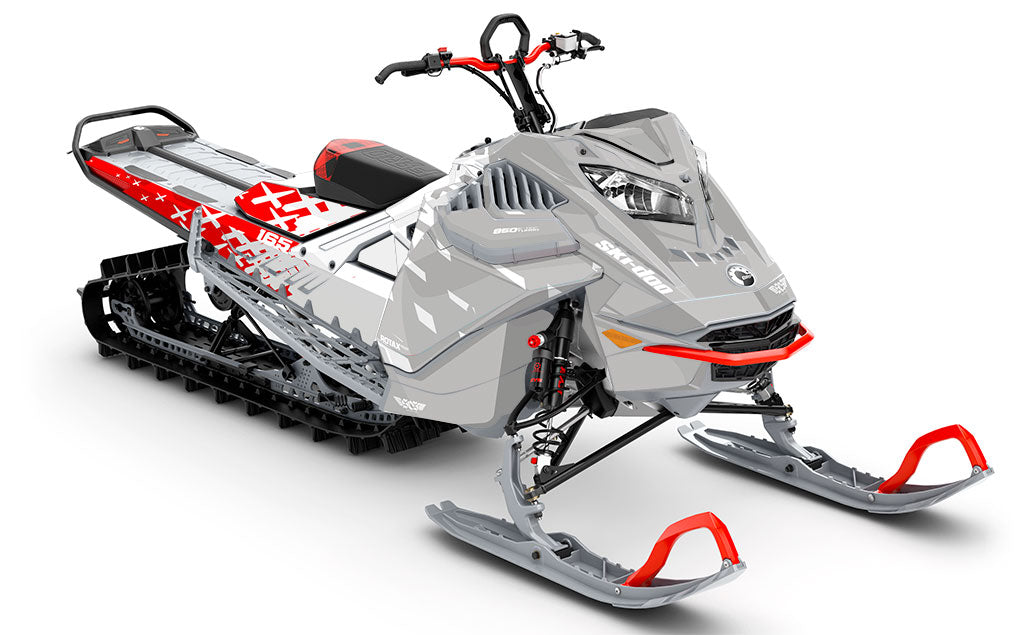 CrossUp White Red Ski-Doo REV Gen4 LWH - Freeride Full Coverage Sled Wrap