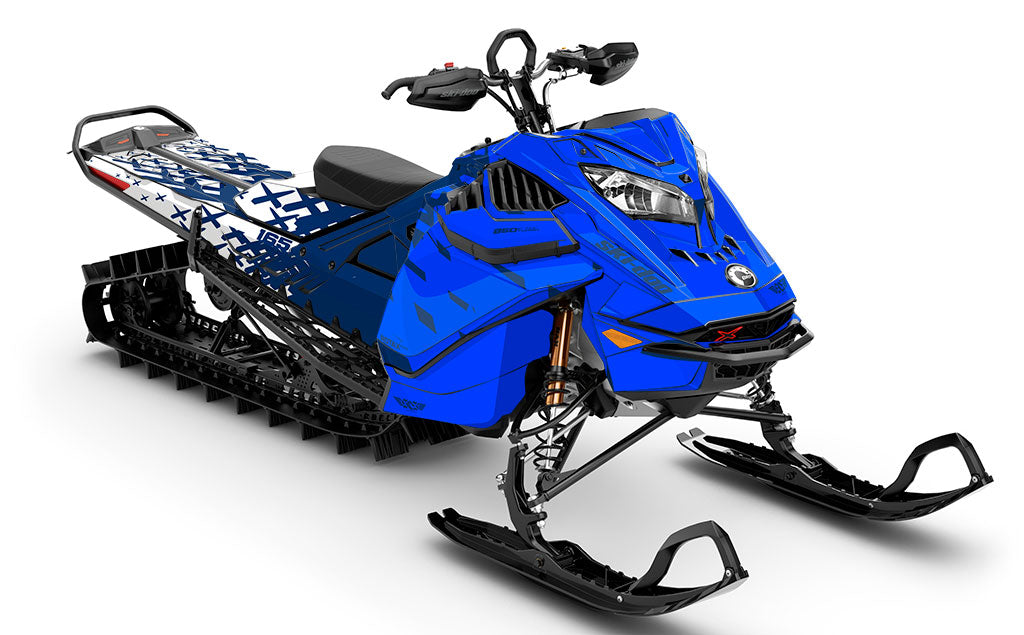CrossUp Blue White Ski-Doo REV Gen4 LWH - Summit Full Coverage Sled Wrap