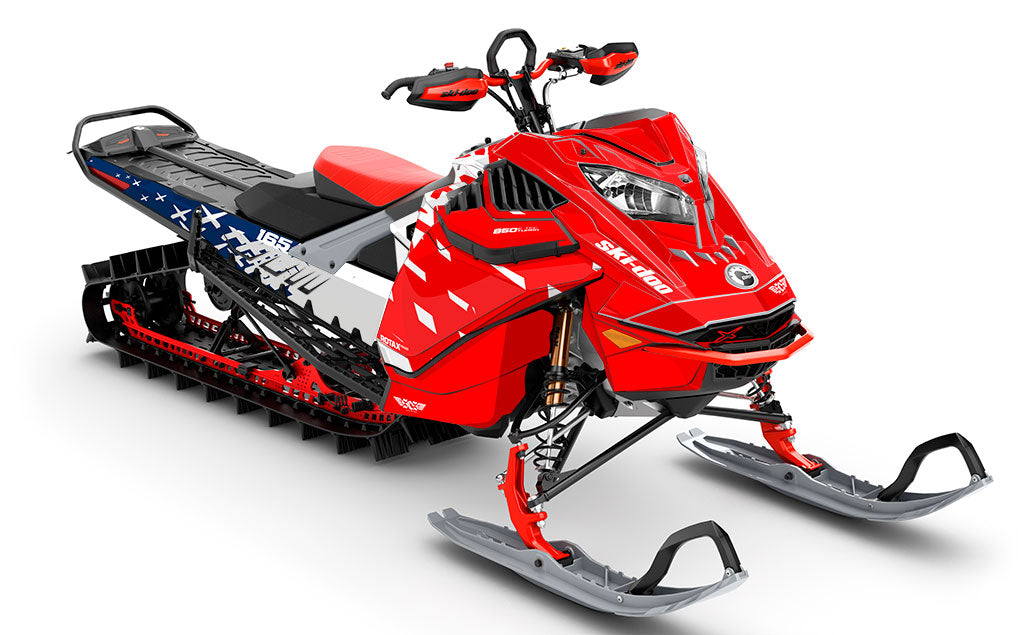 CrossUp Red White Ski-Doo REV Gen4 LWH - Summit Partial Coverage Sled Wrap