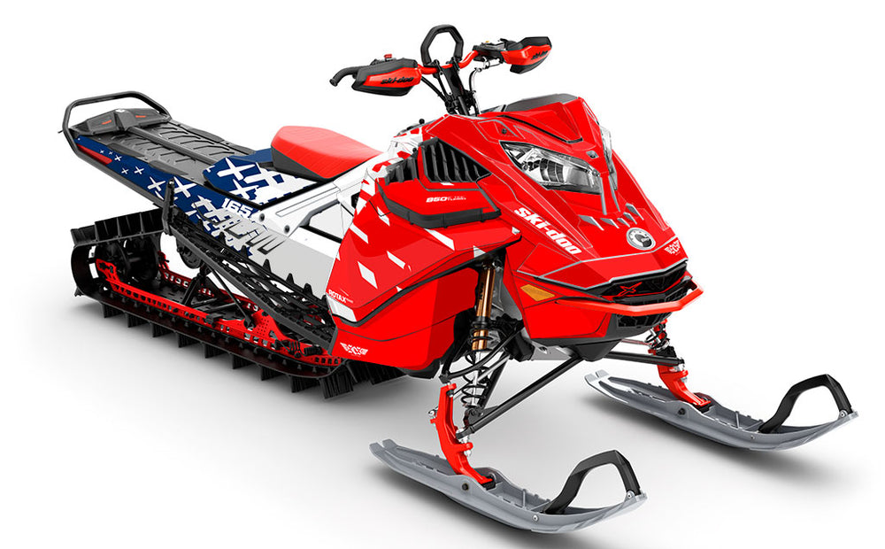 CrossUp Red White Ski-Doo REV Gen4 LWH - Summit Full Coverage Sled Wrap