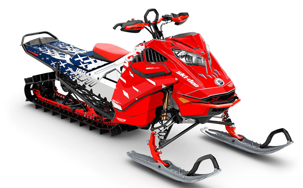 CrossUp Red White Ski-Doo REV Gen4 LWH - Summit Premium Coverage Sled Wrap