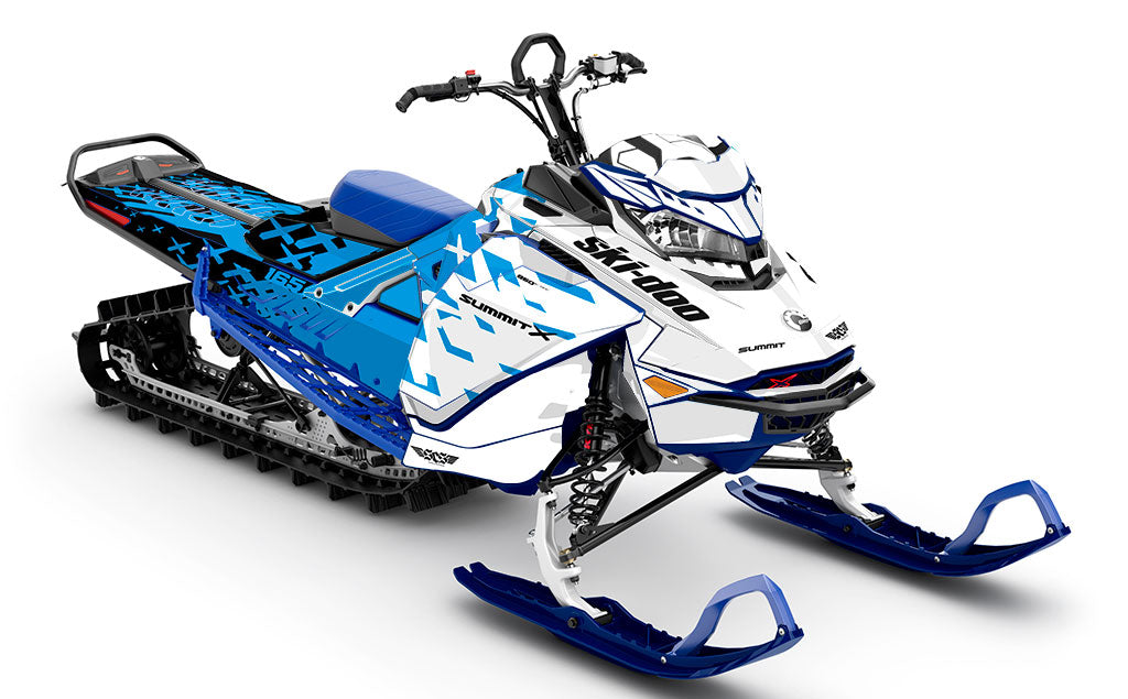 Crossup Blue White Ski-Doo REV Gen4 Summit Premium Coverage Sled Wrap