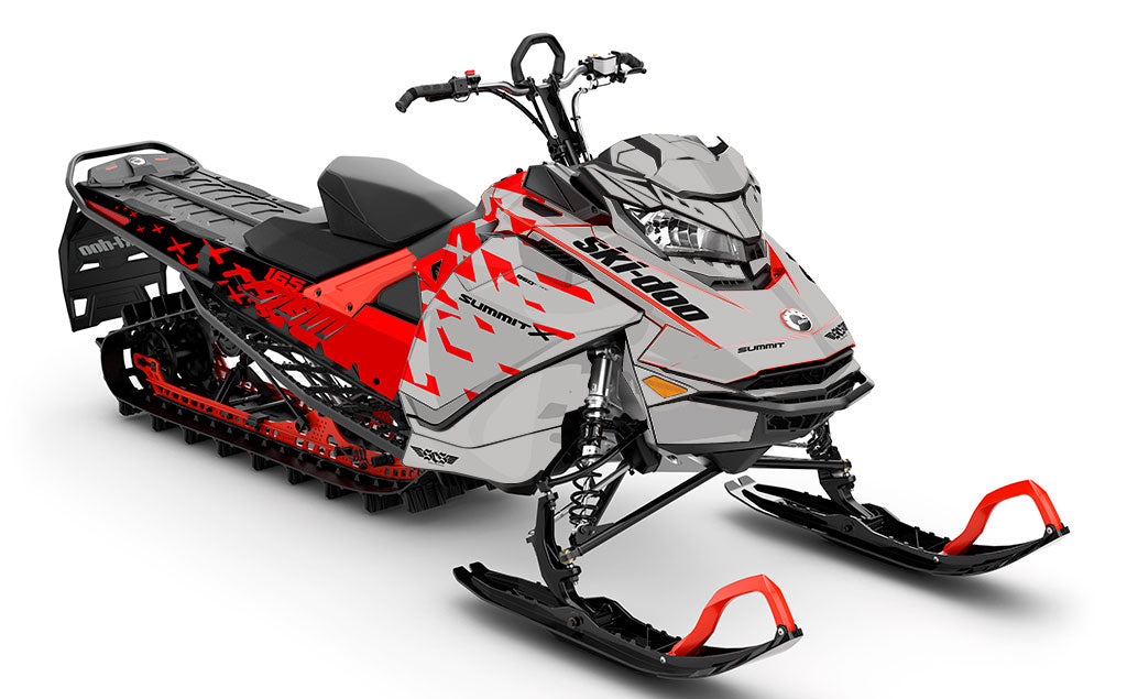 Crossup Grey Red Ski-Doo REV Gen4 Summit Partial Coverage Sled Wrap