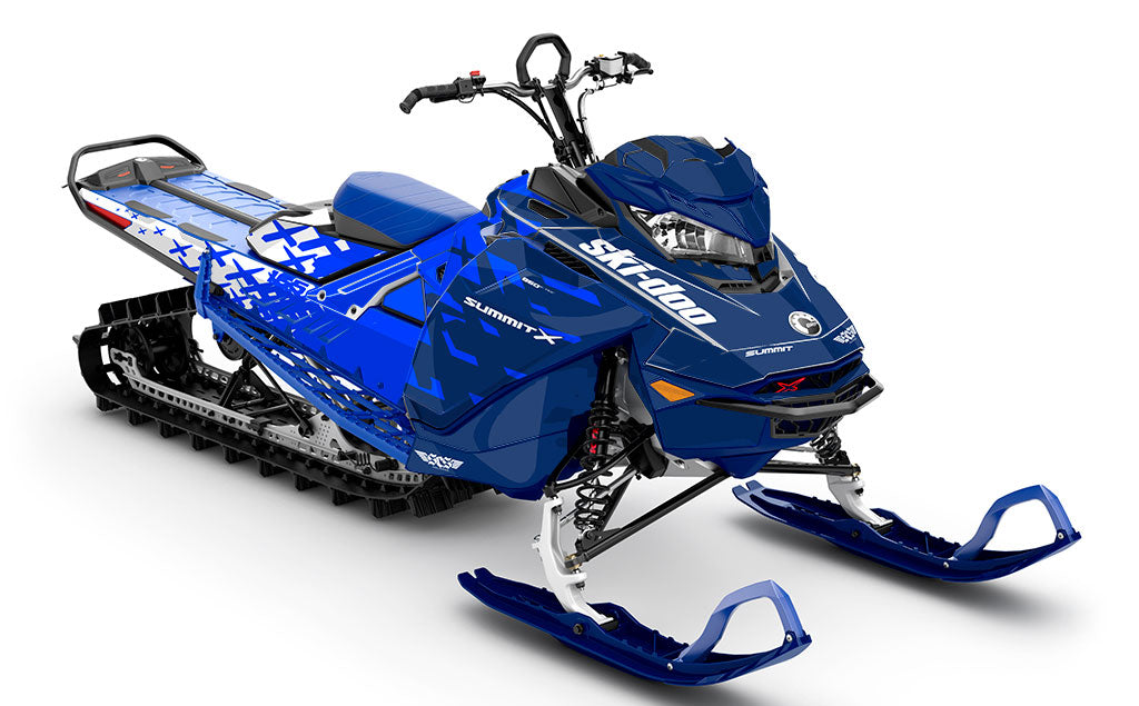 Crossup White Blue Ski-Doo REV Gen4 Summit Full Coverage Sled Wrap