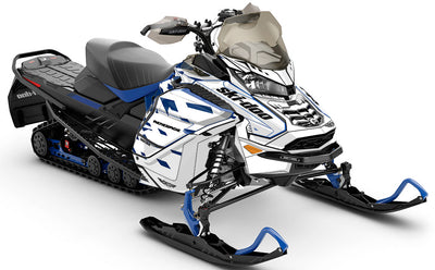 Crossup Blue White Ski-Doo REV Gen4 Wide Full Coverage Sled Wrap