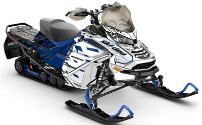 Crossup Blue White Ski-Doo REV Gen4 Wide Less Coverage Sled Wrap