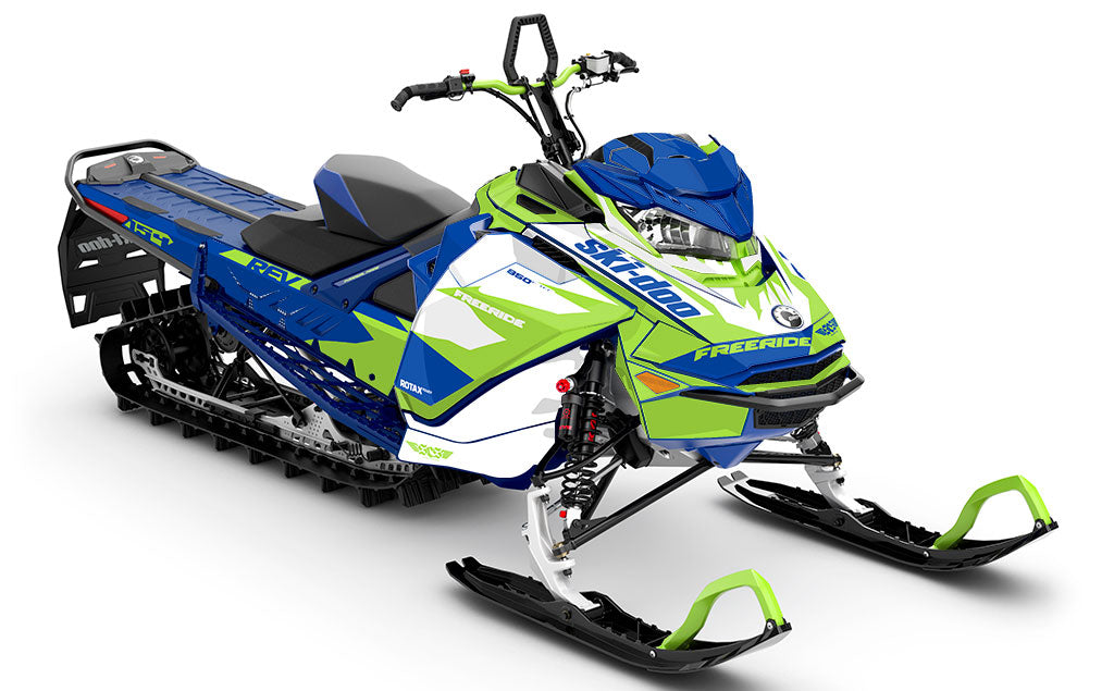 Descent Blue Green Ski-Doo REV Gen4 Freeride Partial Coverage Sled Wrap