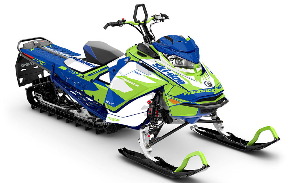 Descent DrkBlue Green Ski-Doo REV Gen4 Freeride Premium Coverage Sled Wrap