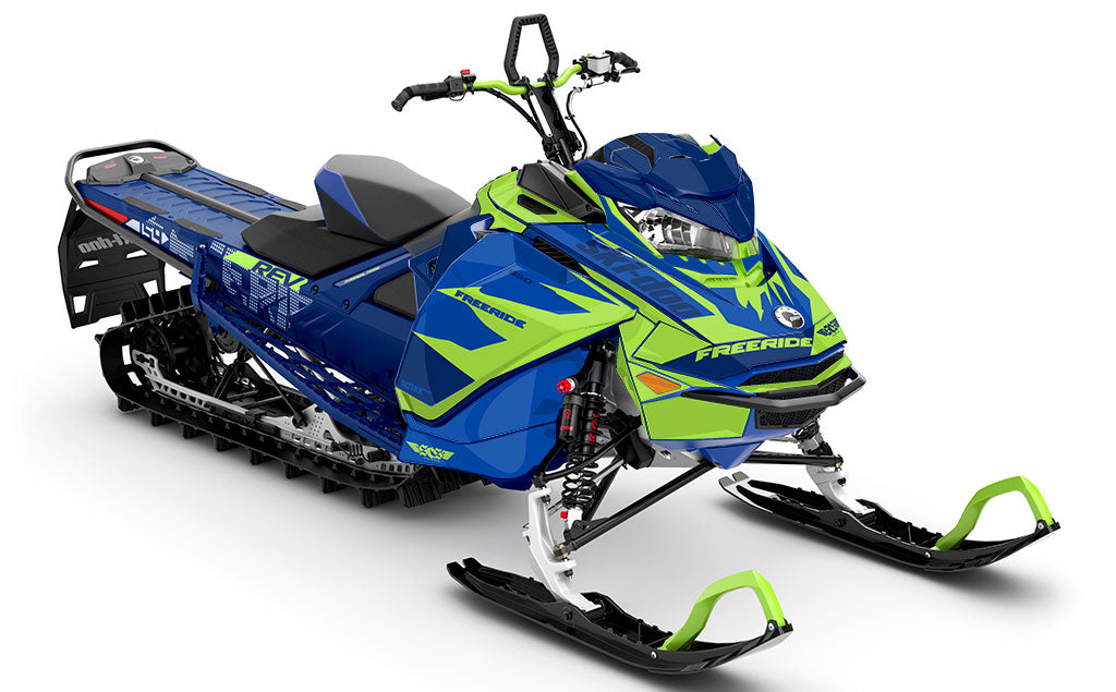 Descent DrkBlue Green Ski-Doo REV Gen4 Freeride Full Coverage Sled Wrap