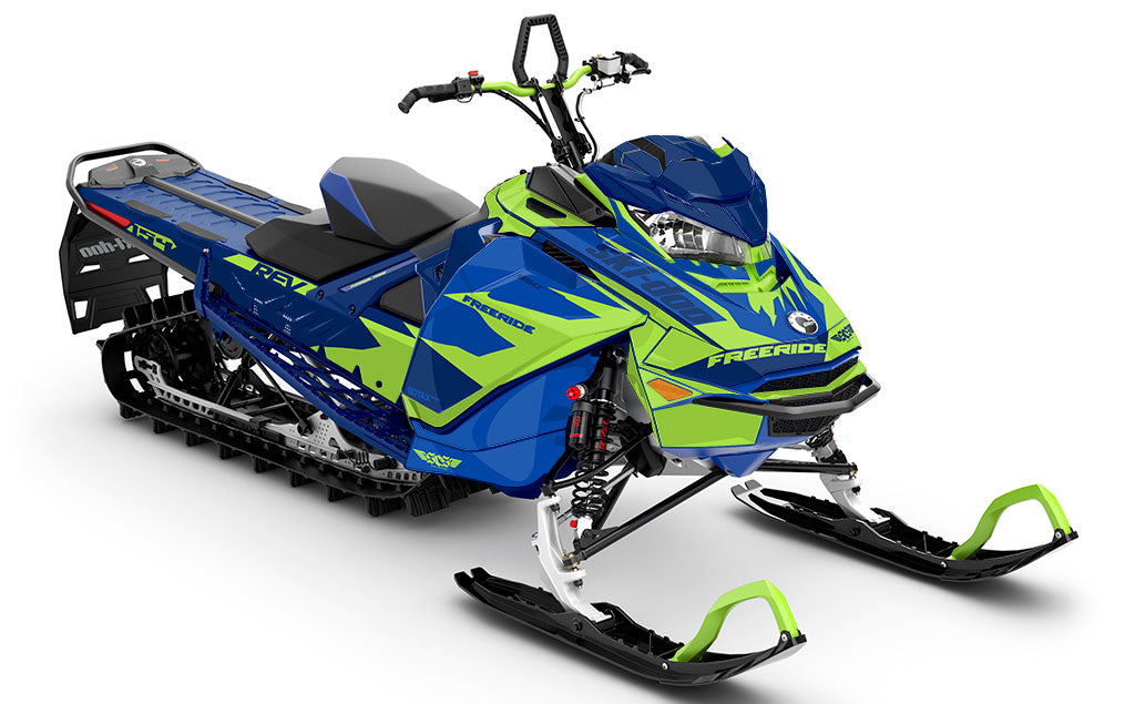 Descent DrkBlue Green Ski-Doo REV Gen4 Freeride Partial Coverage Sled Wrap