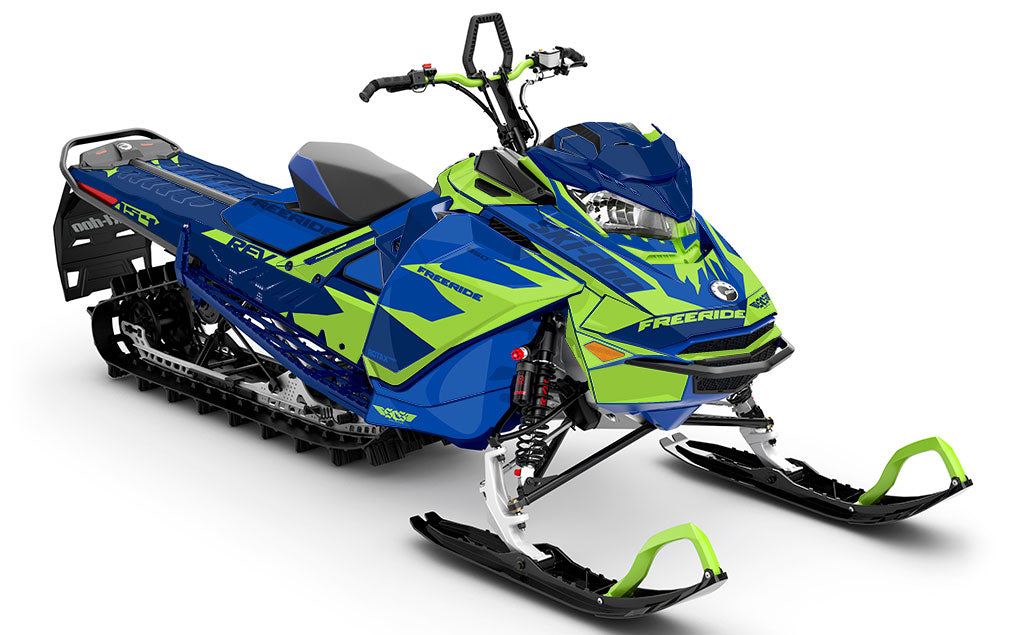 Descent DrkBlue White Ski-Doo REV Gen4 Freeride Premium Coverage Sled Wrap