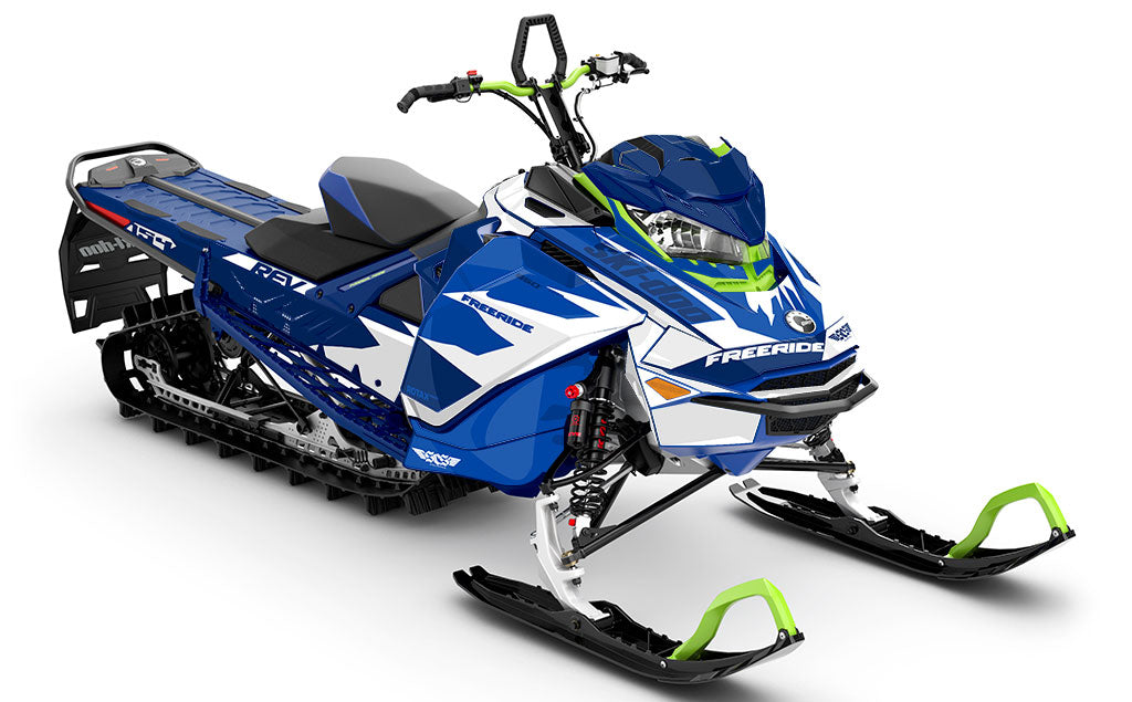Descent DrkBlue White Ski-Doo REV Gen4 Freeride Partial Coverage Sled Wrap