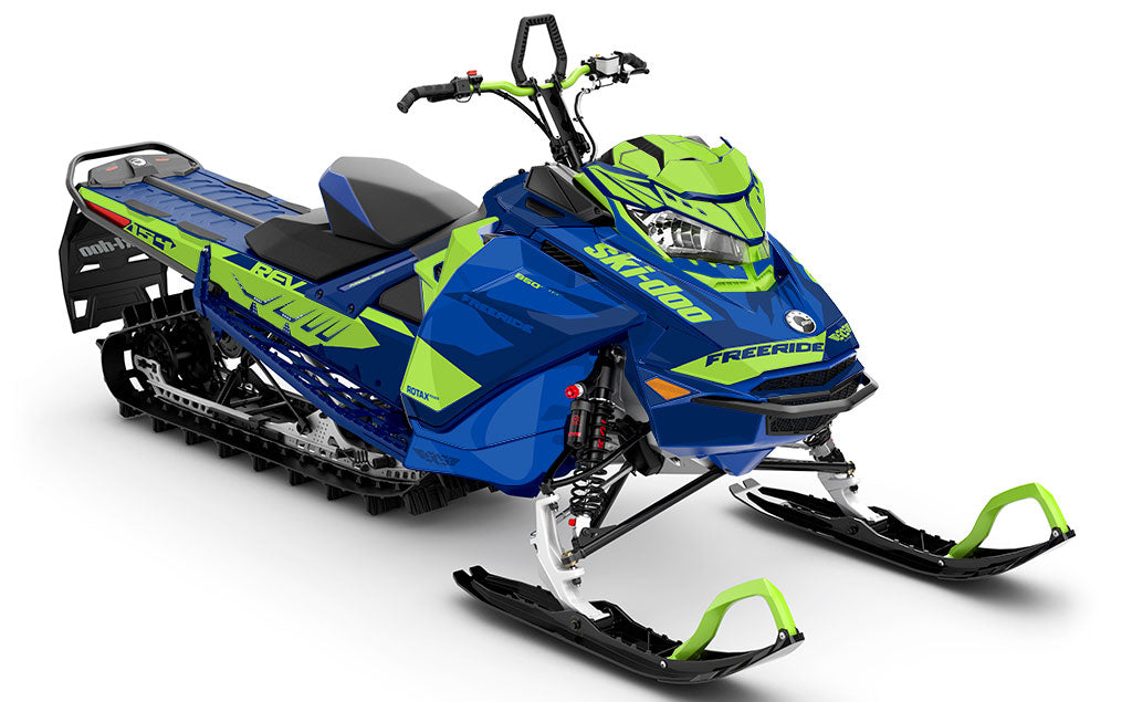 Descent Green DrkBlue Ski-Doo REV Gen4 Freeride Partial Coverage Sled Wrap