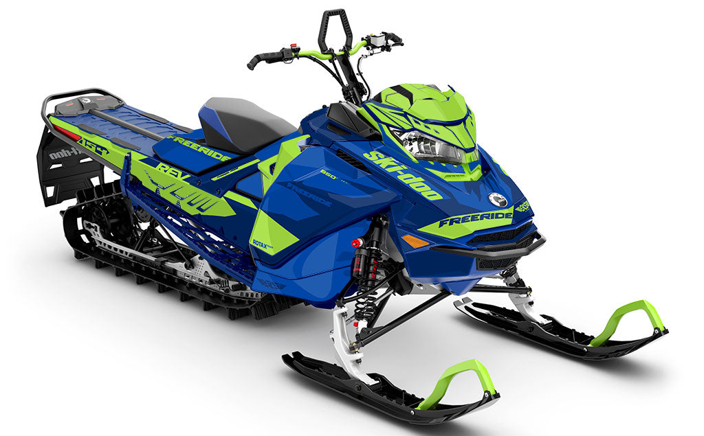 Descent Green DrkBlue Ski-Doo REV Gen4 Freeride Less Coverage Sled Wrap