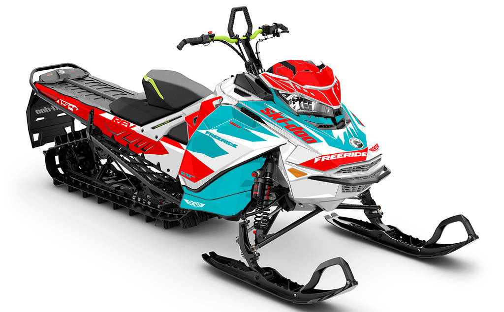Descent Red White Ski-Doo REV Gen4 Freeride Full Coverage Sled Wrap