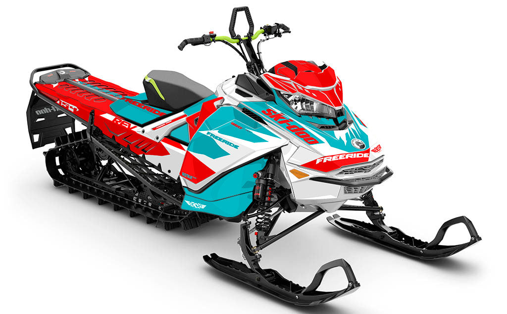 Descent Red White Ski-Doo REV Gen4 Freeride Less Coverage Sled Wrap
