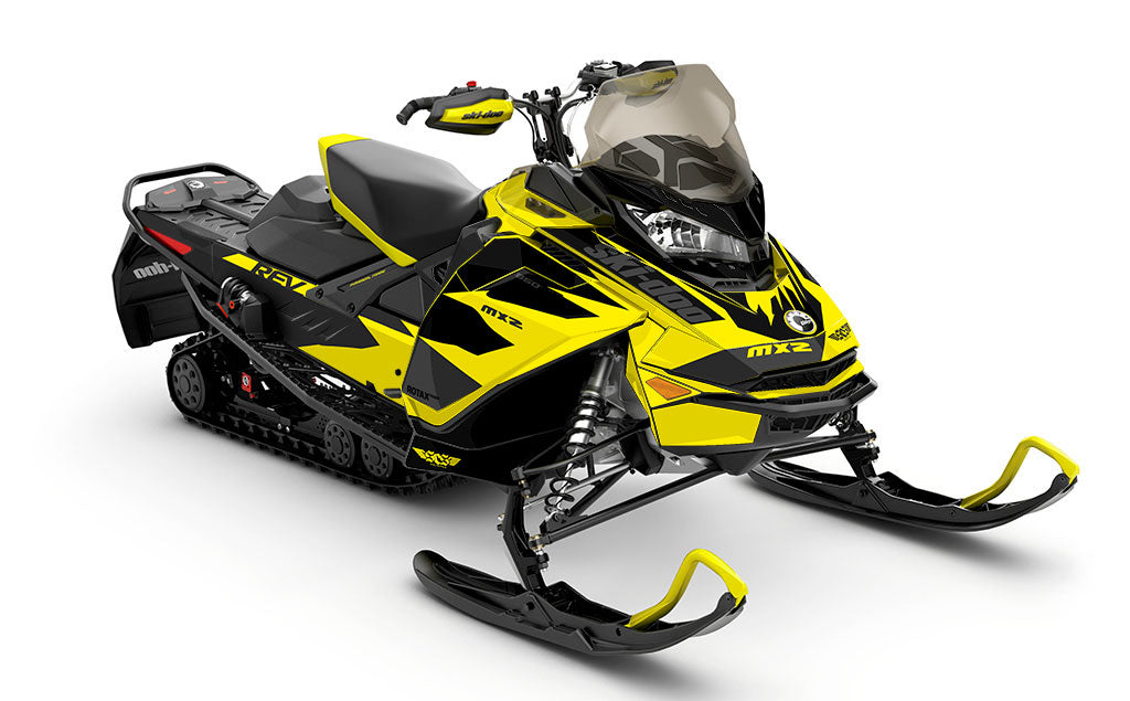 Descent DrkGrey Yellow Ski-Doo REV Gen4 MXZ Partial Coverage Sled Wrap