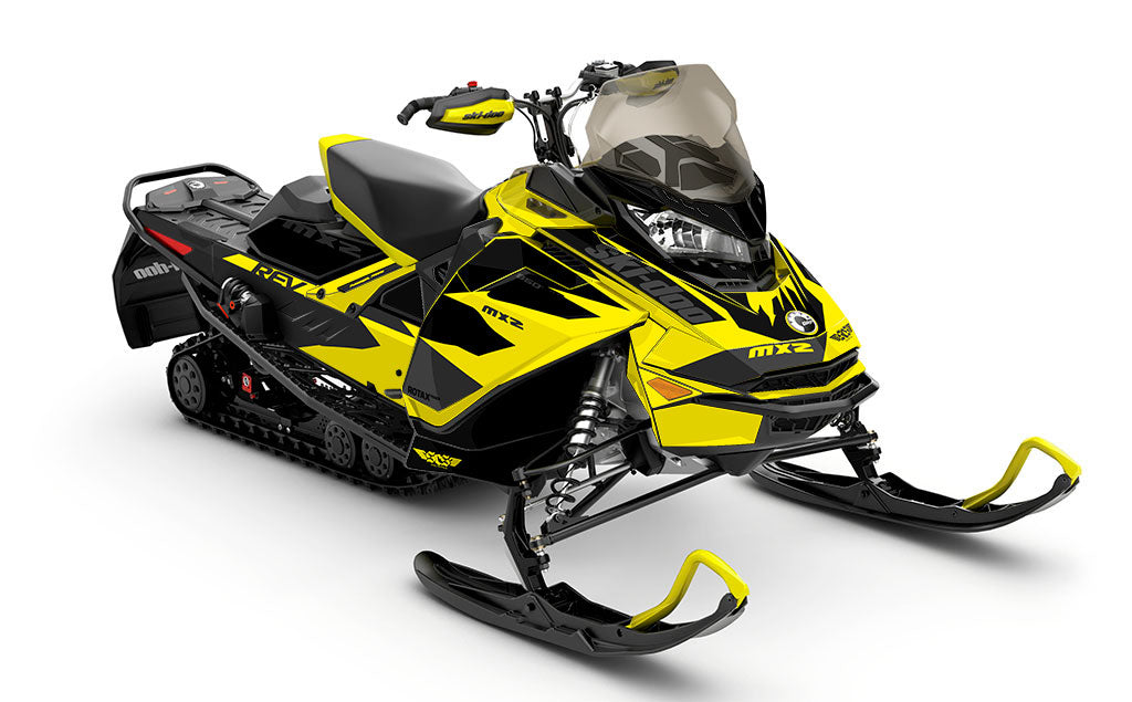 Descent DrkGrey Yellow Ski-Doo REV Gen4 MXZ Less Coverage Sled Wrap