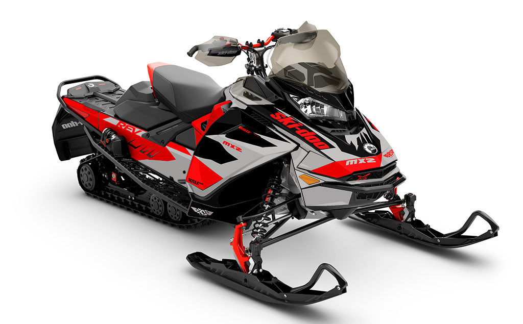 Descent Red Grey Ski-Doo REV Gen4 MXZ Partial Coverage Sled Wrap