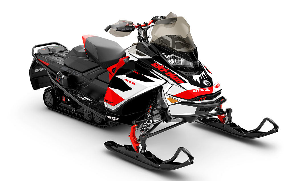 Descent Red White Ski-Doo REV Gen4 MXZ Full Coverage Sled Wrap