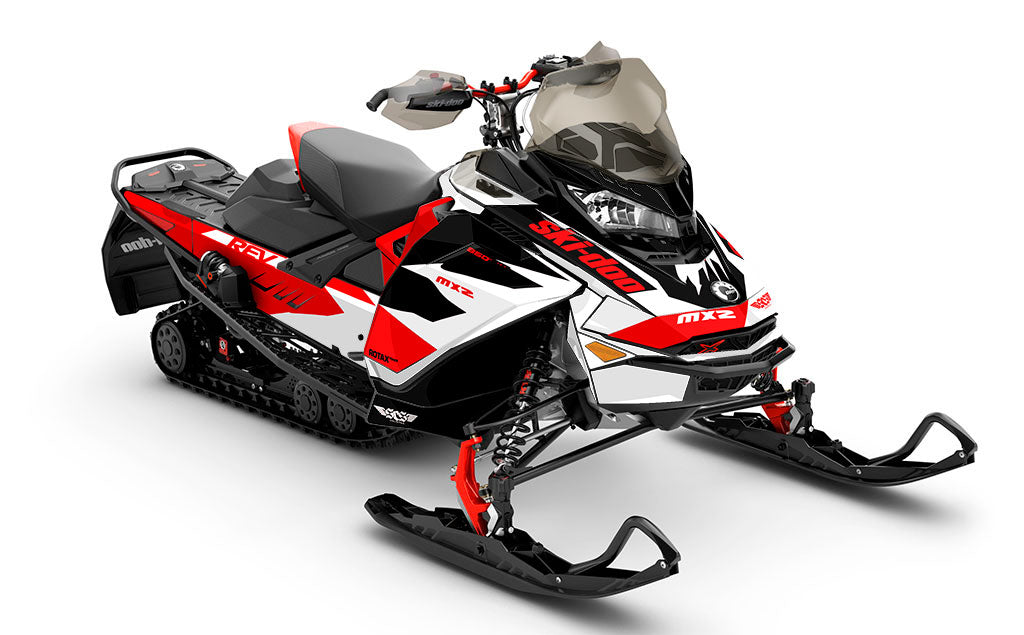 Descent Red White Ski-Doo REV Gen4 MXZ Partial Coverage Sled Wrap