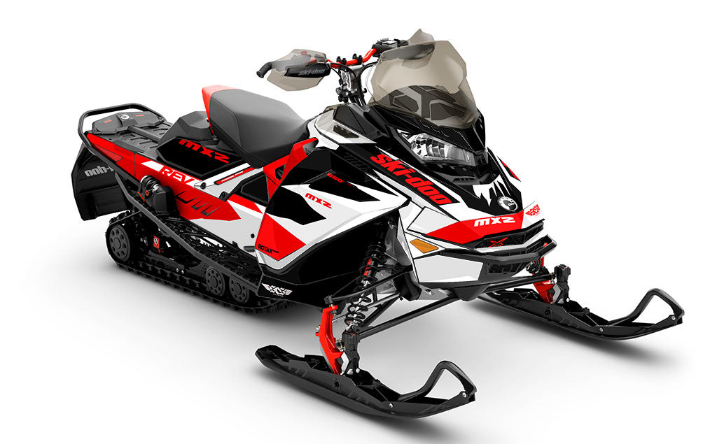 Descent Red White Ski-Doo REV Gen4 MXZ Less Coverage Sled Wrap