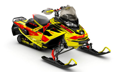 Descent Red Yellow Ski-Doo REV Gen4 MXZ Less Coverage Sled Wrap