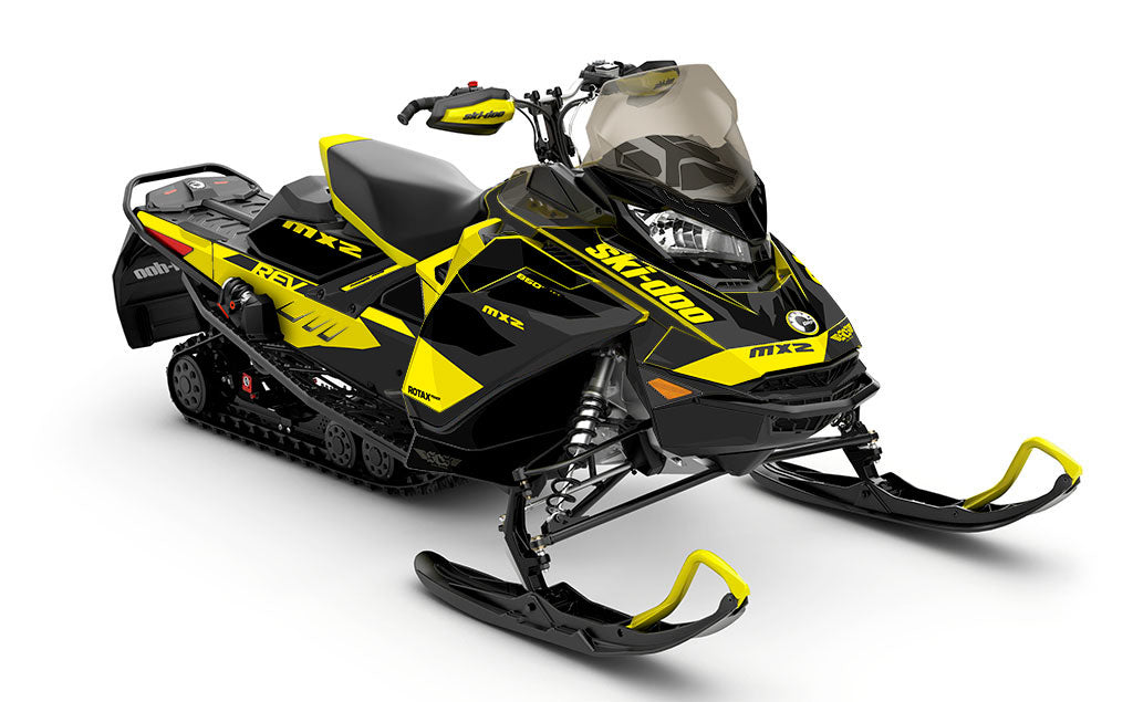 Descent Yellow DrkGrey Ski-Doo REV Gen4 MXZ Partial Coverage Sled Wrap