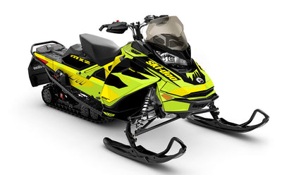 Descent Yellow Green Ski-Doo REV Gen4 MXZ Partial Coverage Sled Wrap