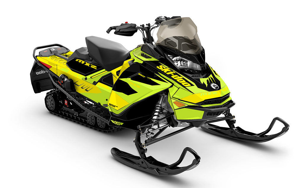 Descent Yellow Green Ski-Doo REV Gen4 MXZ Less Coverage Sled Wrap