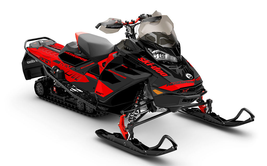 Descent Red White Ski-Doo REV Gen4 Renegade Less Coverage Sled Wrap