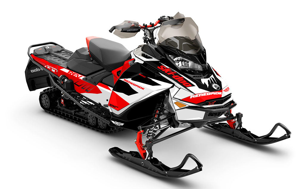 Descent White DrkGrey Ski-Doo REV Gen4 Renegade Full Coverage Sled Wrap