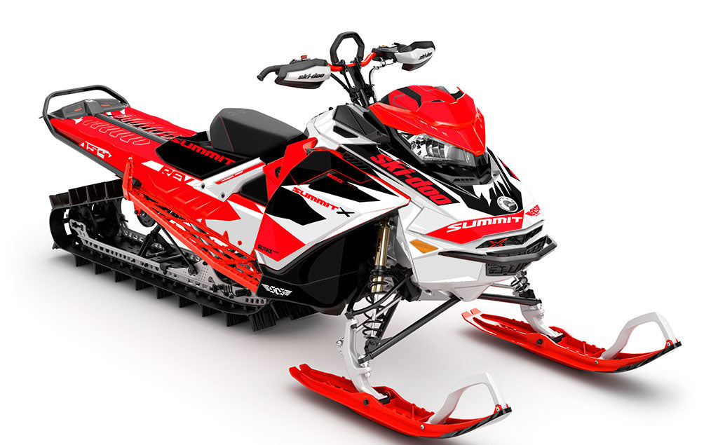 Descent Red White Ski-Doo REV Gen4 Summit Premium Coverage Sled Wrap