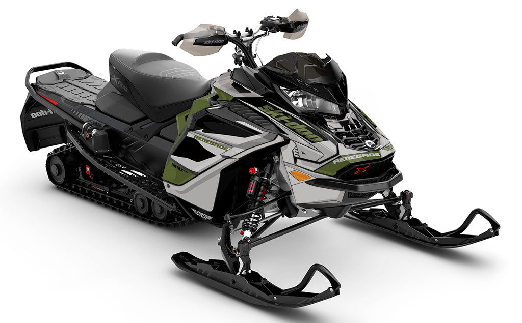 Descent Army LghtGrey Ski-Doo REV Gen4 Wide Premium Coverage Sled Wrap