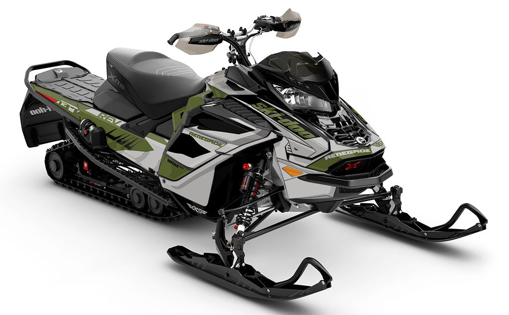 Descent Army LghtGrey Ski-Doo REV Gen4 Wide Full Coverage Sled Wrap