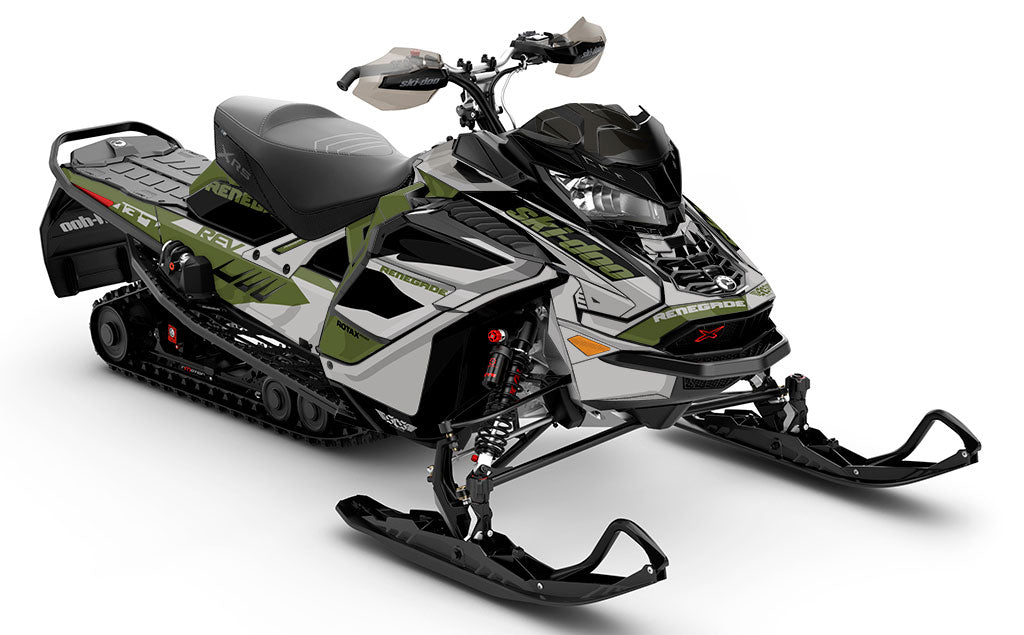 Descent Army LghtGrey Ski-Doo REV Gen4 Wide Partial Coverage Sled Wrap