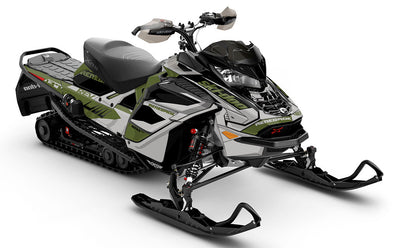 Descent Army LghtGrey Ski-Doo REV Gen4 Wide Partial Coverage Sled Wrap