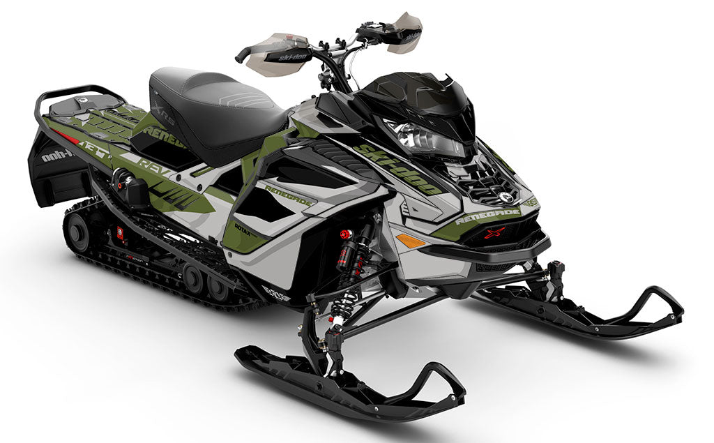 Descent Army LghtGrey Ski-Doo REV Gen4 Wide Less Coverage Sled Wrap