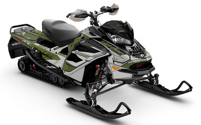 Descent Army LghtGrey Ski-Doo REV Gen4 Wide Less Coverage Sled Wrap