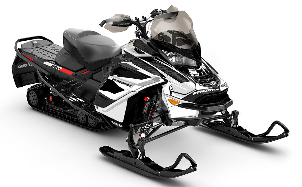 Descent DrkGrey White Ski-Doo REV Gen4 Wide Premium Coverage Sled Wrap