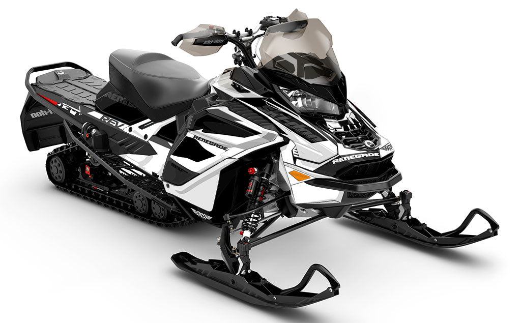 Descent DrkGrey White Ski-Doo REV Gen4 Wide Partial Coverage Sled Wrap