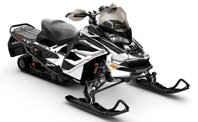 Descent DrkGrey White Ski-Doo REV Gen4 Wide Partial Coverage Sled Wrap